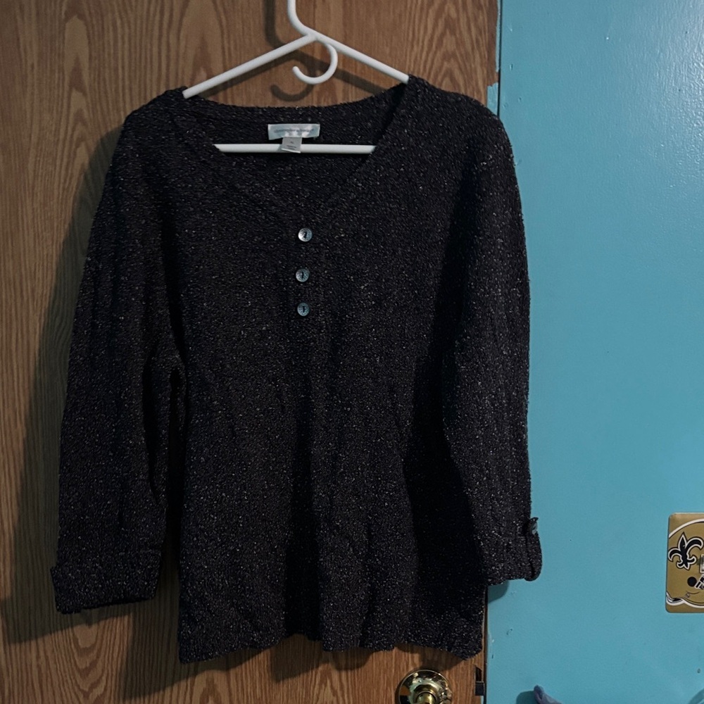 Dark grey partial button up